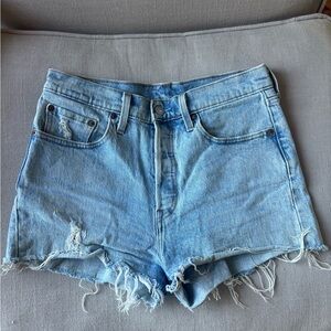 Levi's Light Blue Distressed Denim Cutoff Shorts